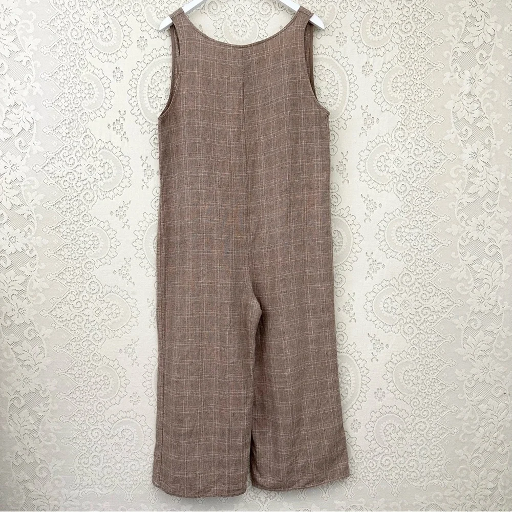 Reformation Cade Sleeveless Plaid Jumpsuit